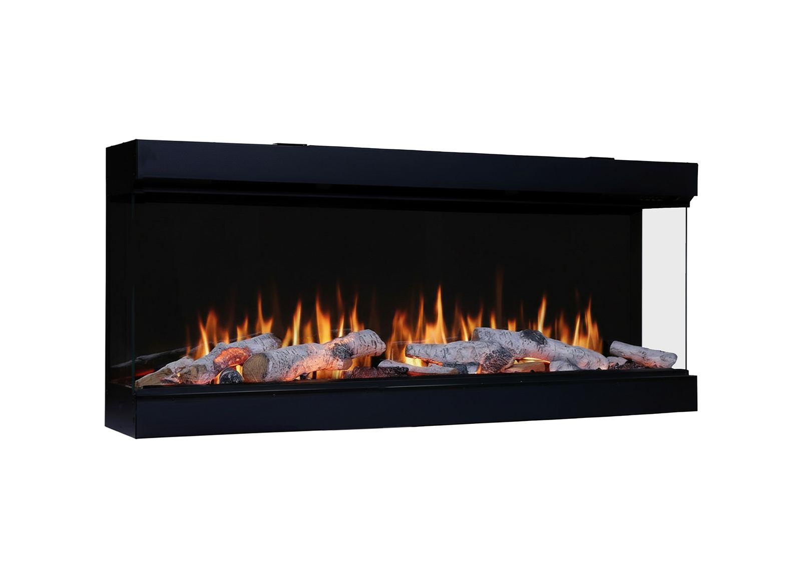 Charlton & Jenrick Luminosa 110 in zwarte inbouwhaard met vlammen en houtblokken
