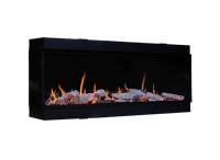 Charlton & Jenrick Luminosa 110 in zwarte inbouwhaard met vlammen en houtblokken