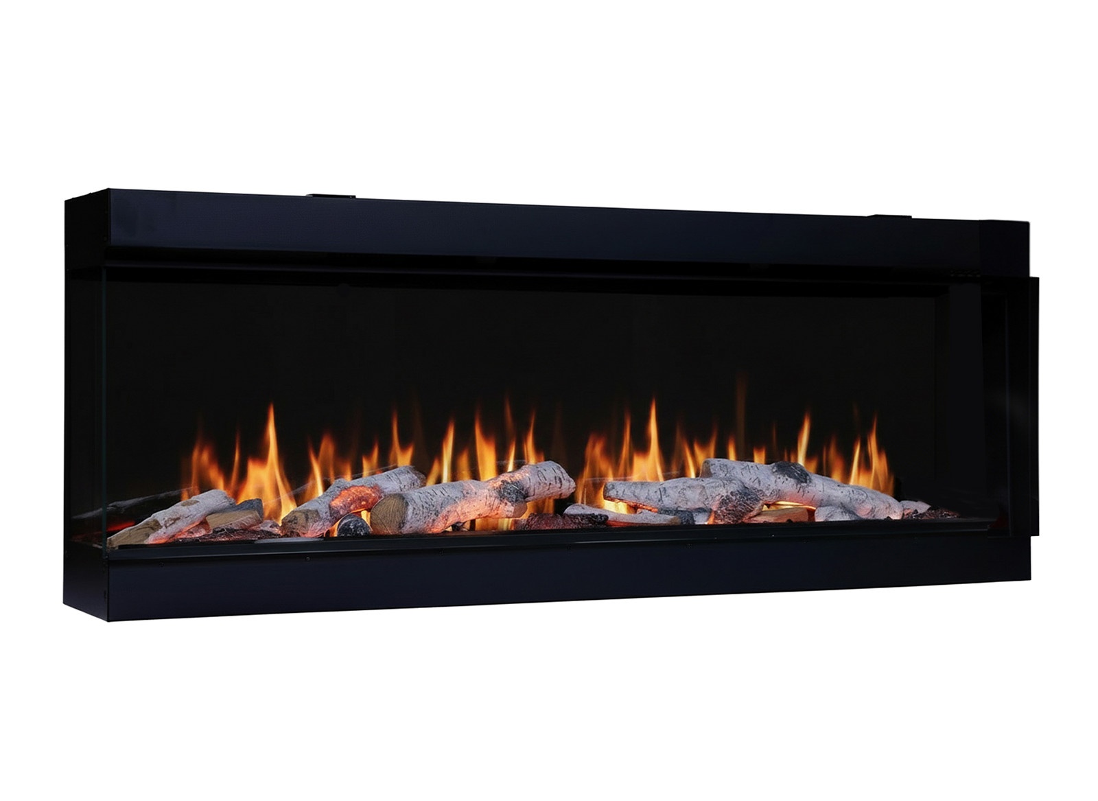 Charlton & Jenrick Luminosa 185 zwarte inbouwhaard met vlammen en houtblokken