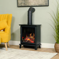 Charlton & Jenrick Luminosa Stove in woonkamer met brandend vuur
