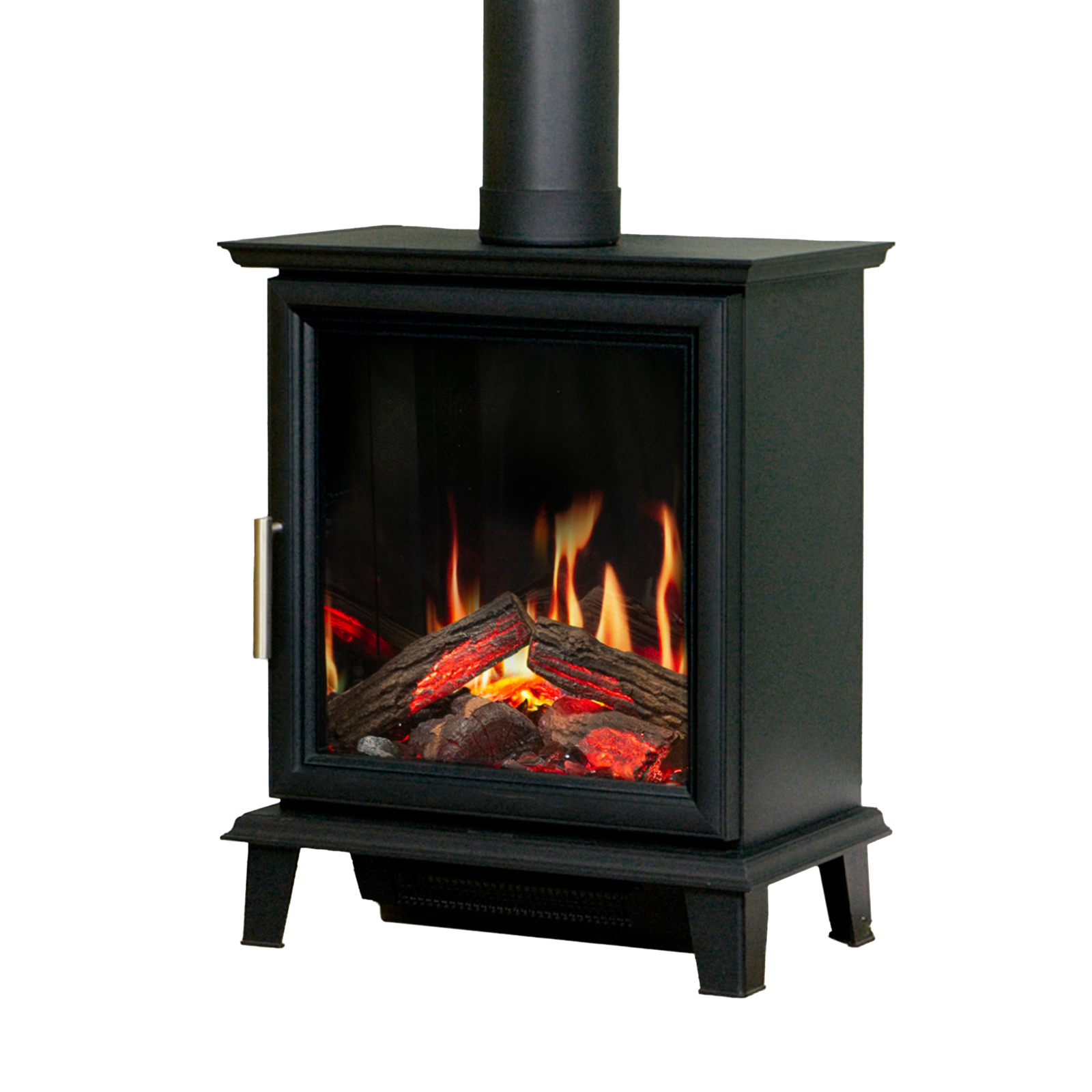 Charlton & Jenrick Luminosa Stove op witte achtergrond met zichtbaar vuur