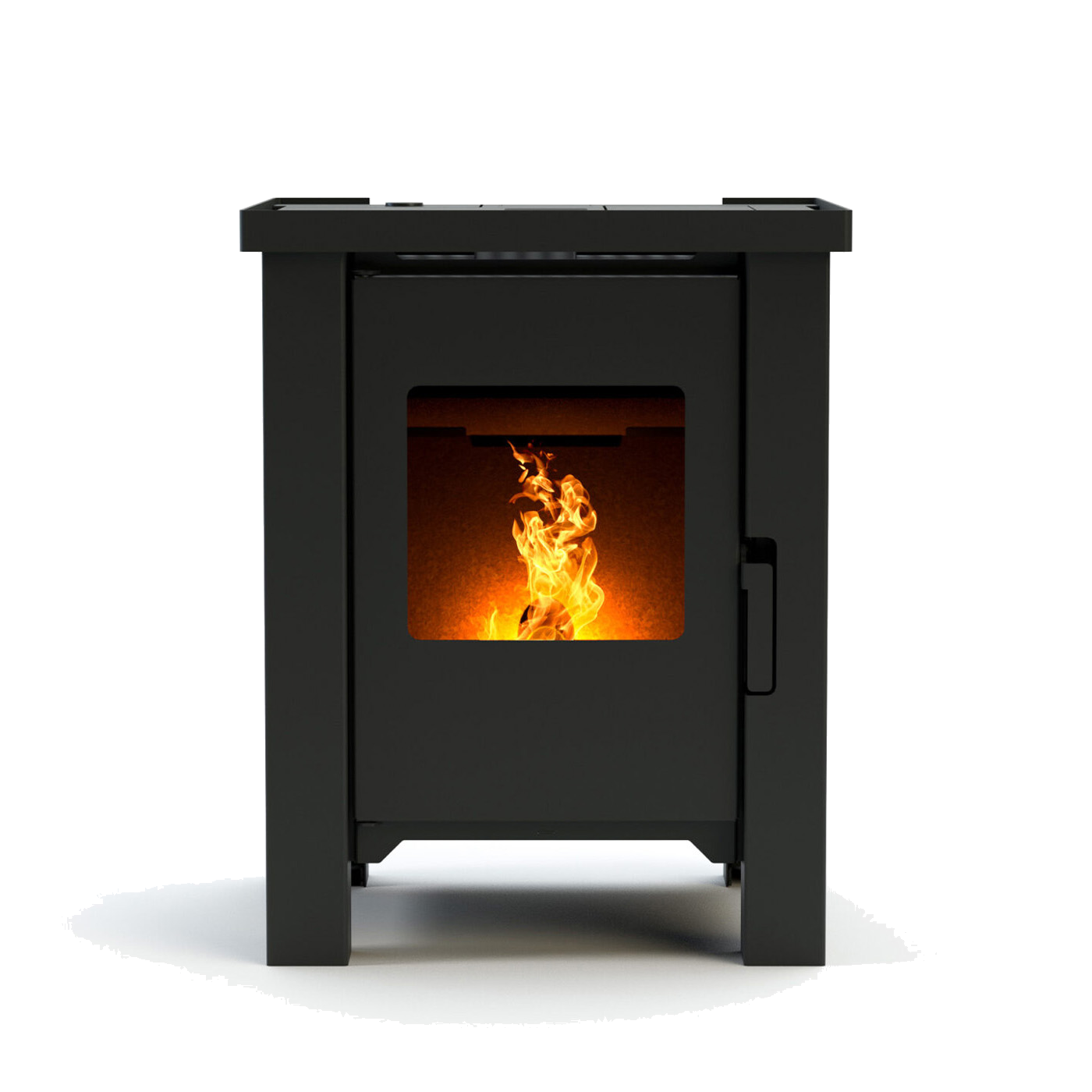 Duroflame Carré T3.2 pelletkachel met zichtbaar vlammend vuur