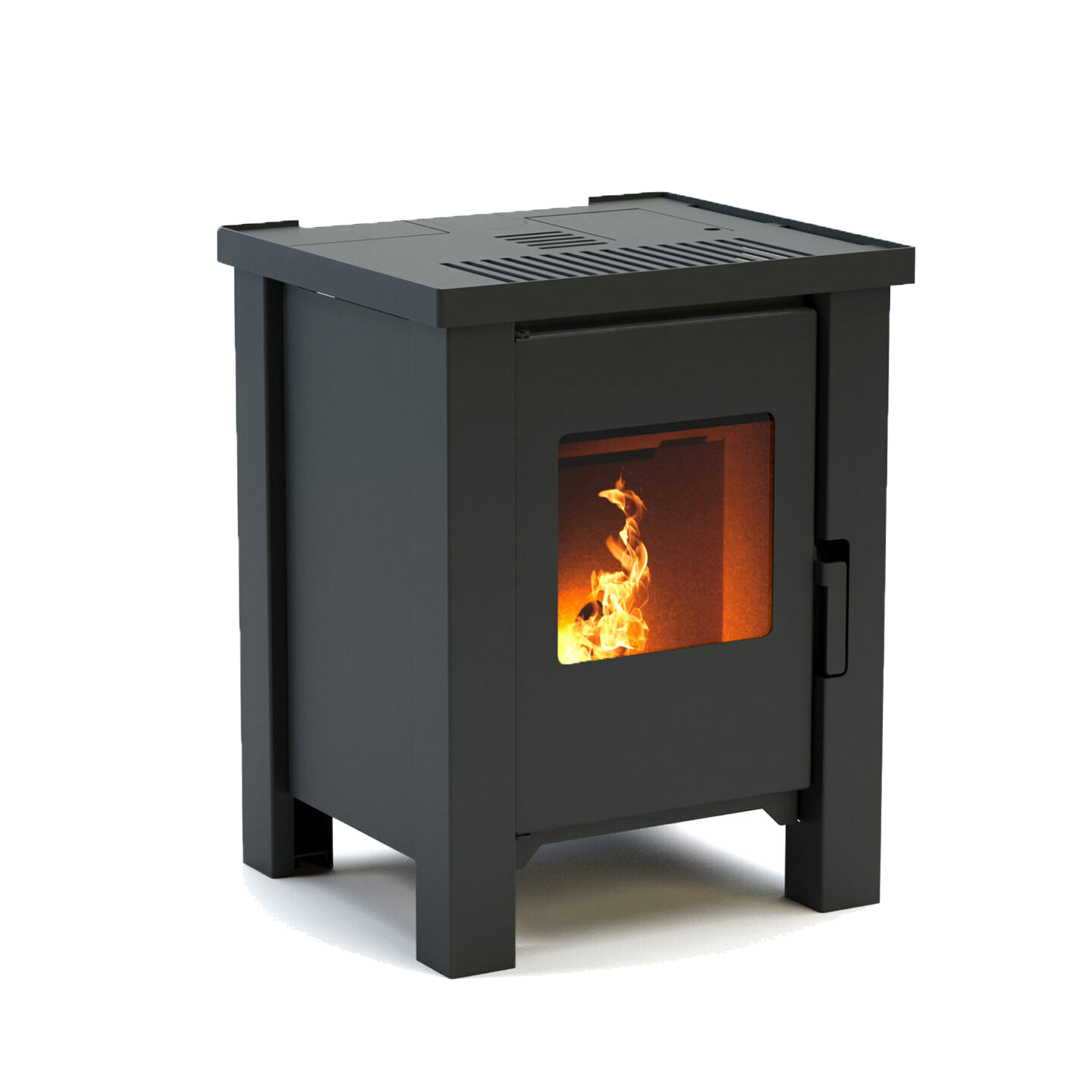 Duroflame Carré T3.2 pelletkachel met zicht op vlammen