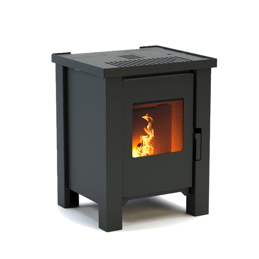 Duroflame Carré T3.2 pelletkachel met zicht op vlammen