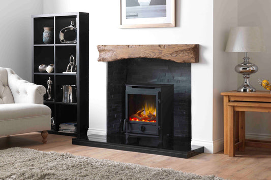 Charlton & Jenrick Fireline FP rechte deur in woonkamer met brandend vuur