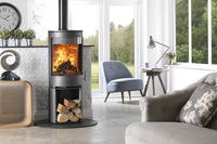 Charlton & Jenrick Purevision vrijstaand rond model hoog met houtvak, in woonkamer