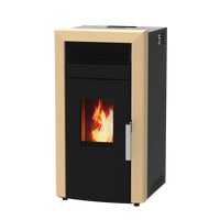 Alfa Plam Commo 12 pelletkachel beige en zwart met vlammenvenster