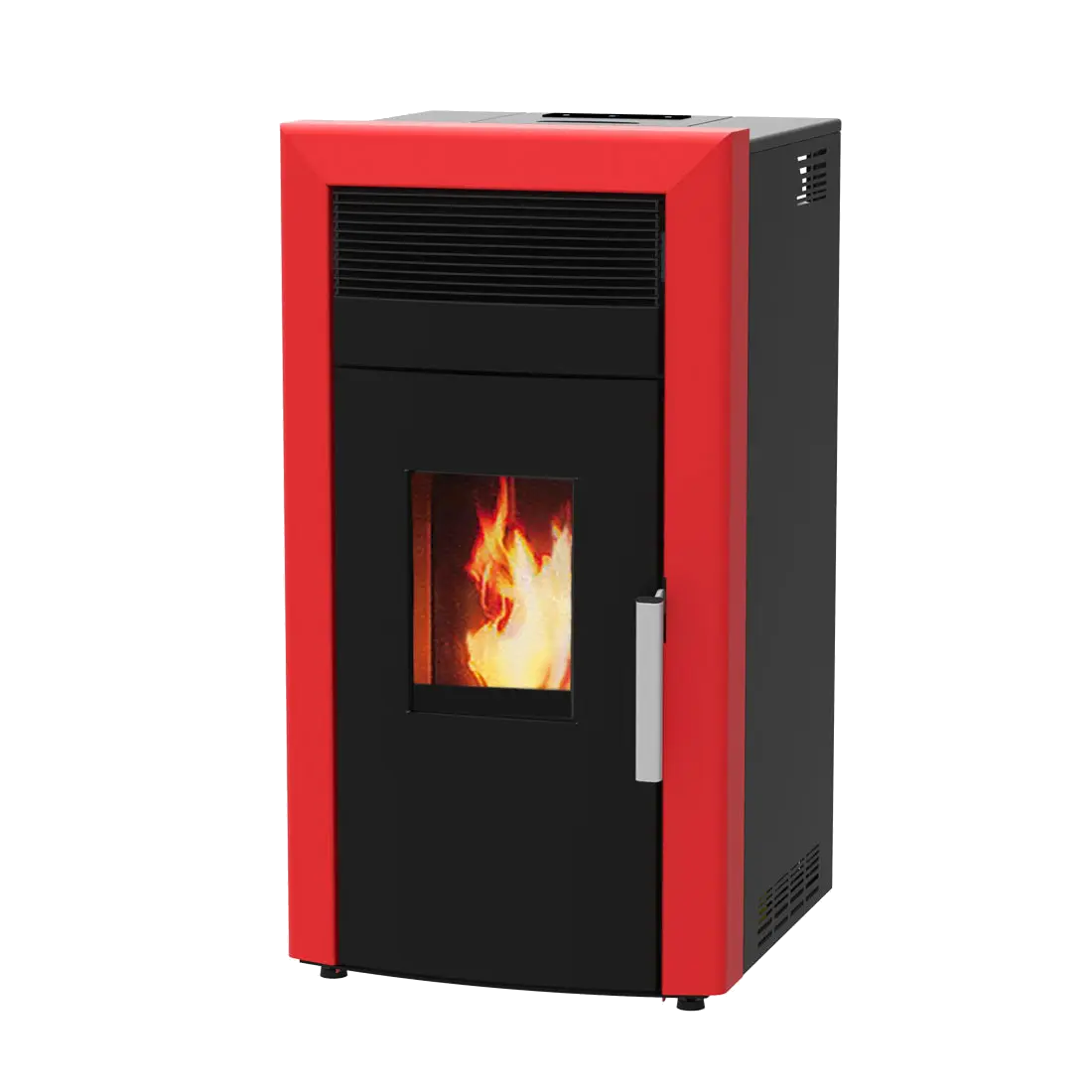 Alfa Plam Commo 12 pelletkachel met rood en zwart front