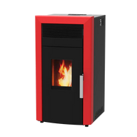 Alfa Plam Commo 12 pelletkachel met rood en zwart front