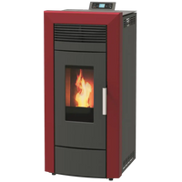 Alfa Plam Commo 21 pelletkachel met rood en grijs front