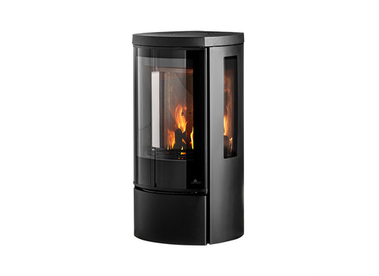 Jydepejsen Cozy Modern Low kachel met zijruiten en zicht op vlammen