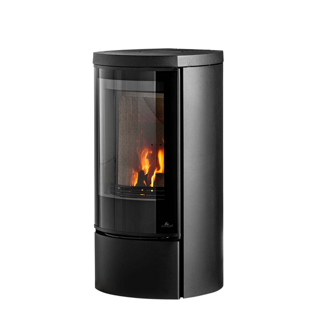 Jydepejsen Cozy Modern Low houtkachel met zichtbare vlammen