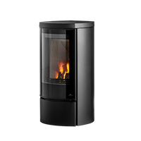Jydepejsen Cozy Modern Low houtkachel met zichtbare vlammen