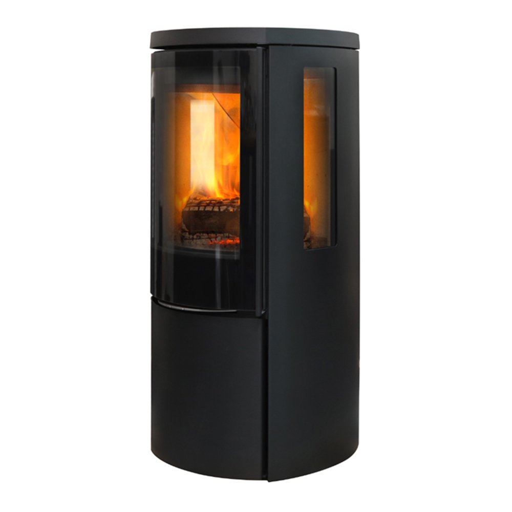 Jydepejsen Cozy Modern kachel met zijruiten en zicht op vlammen