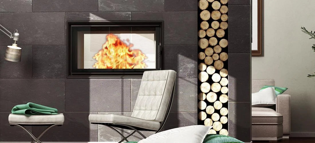 Nordic Fire Tunnel in moderne woonkamer met zichtbare vlammen