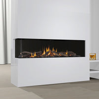 Wanders Danta 1400 hoek in witte wand met brede haardvlam
