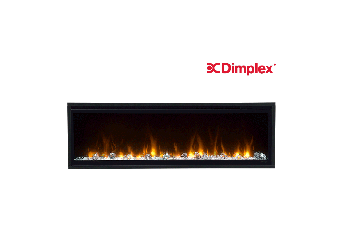 Dimplex Ignite XL 50 inch elektrische haard met vlammen op witte achtergrond