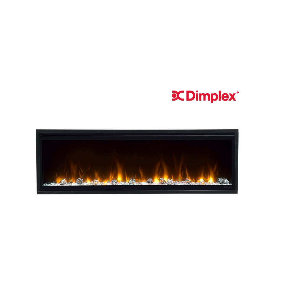 Dimplex Ignite XL 50" wandhaard met vlammen op witte achtergrond