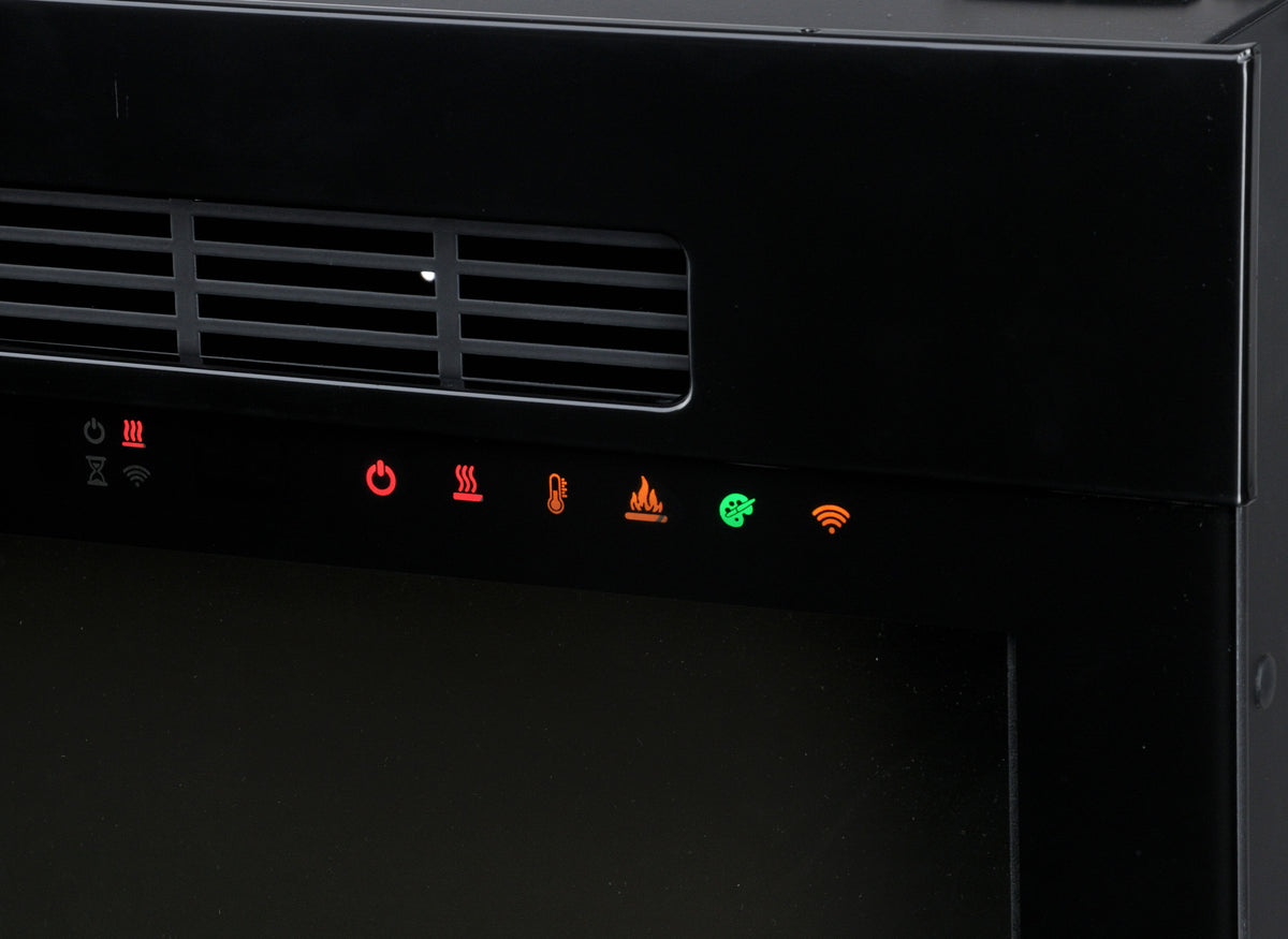 Bedieningspaneel van de Dimplex Sense 50 met verlichte functiesymbolen