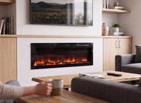 Dimplex Sense 60 elektrische inbouwhaard met vlameffect in een modern ingerichte woonkamer