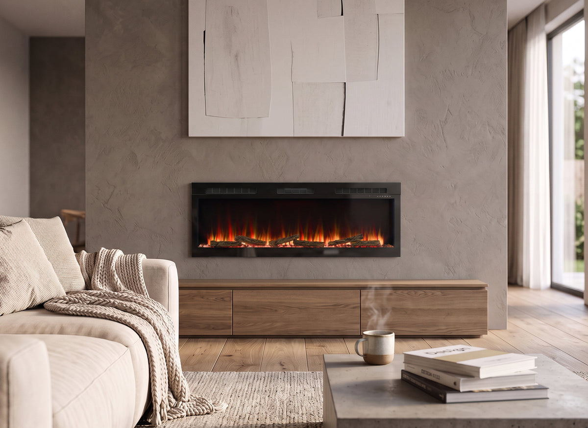 Dimplex Sense 60 sfeerhaard met vlammeneffect in een moderne woonkamer