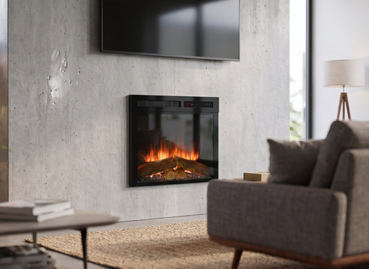 Dimplex Spark 23 elektrische haard met vlameffect in een moderne woonkamer