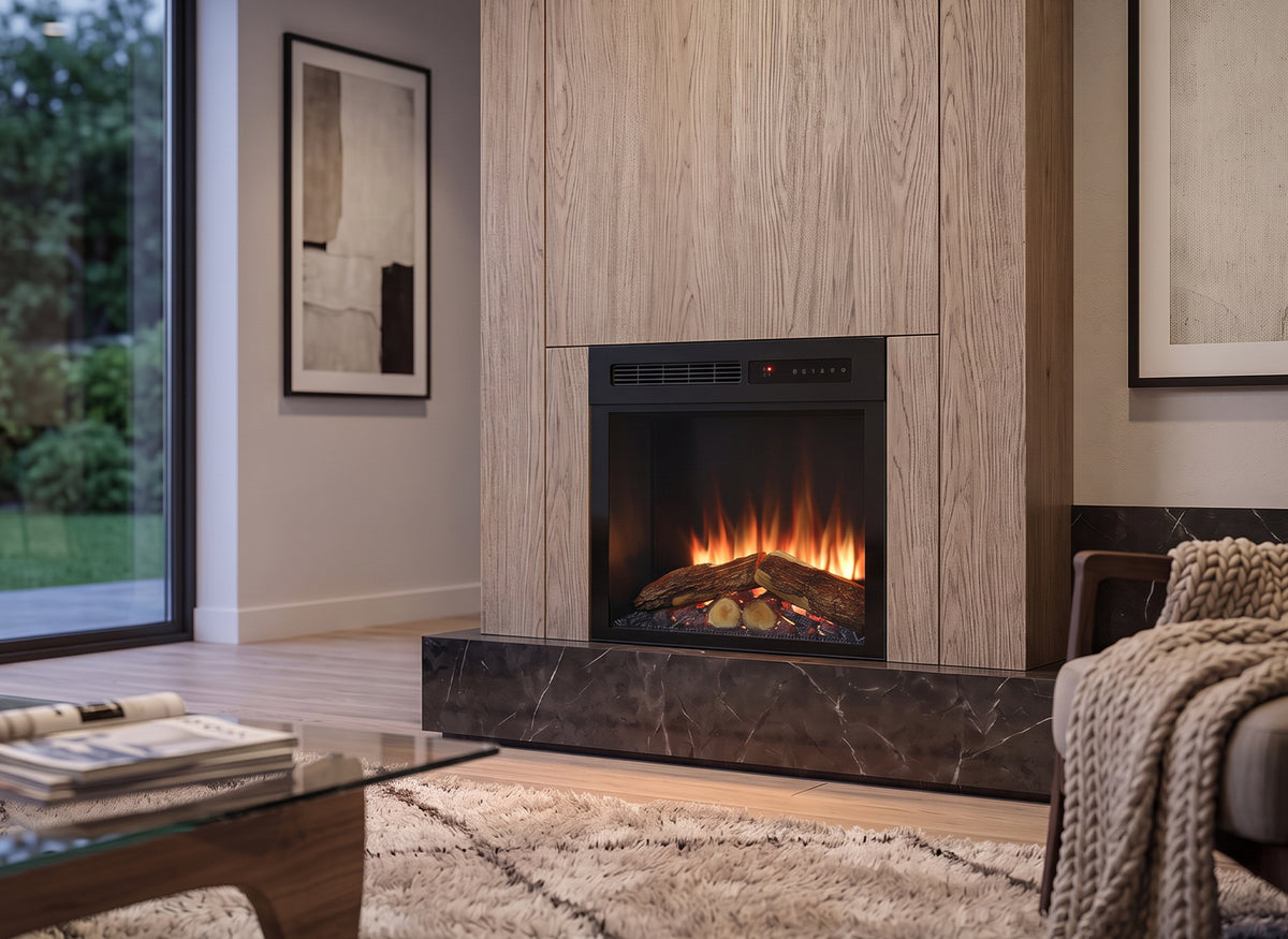 Dimplex Spark 23 elektrische haard met vlammeneffect in een moderne woonkamer