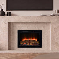 Dimplex Spark 26 elektrische inzethaard met vlameffect in een moderne marmeren schouw