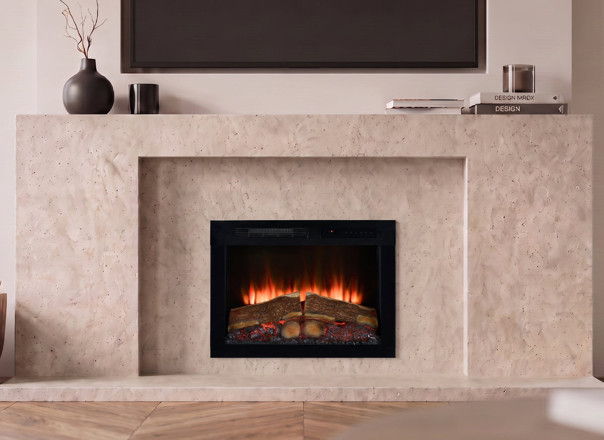 Dimplex Spark 26 elektrische haard met vlameffect in een stijlvolle woonkamer