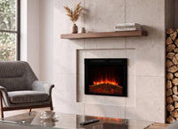Dimplex Spark 28 elektrische haard met vlameffect in een stijlvolle woonkamer