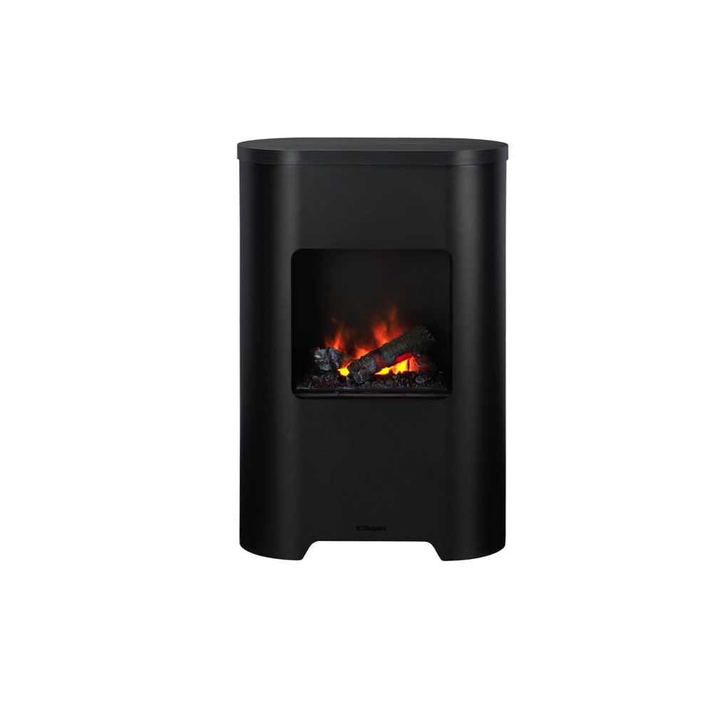 Dimplex Torn 100 zwarte haard met vlameffect op witte achtergrond