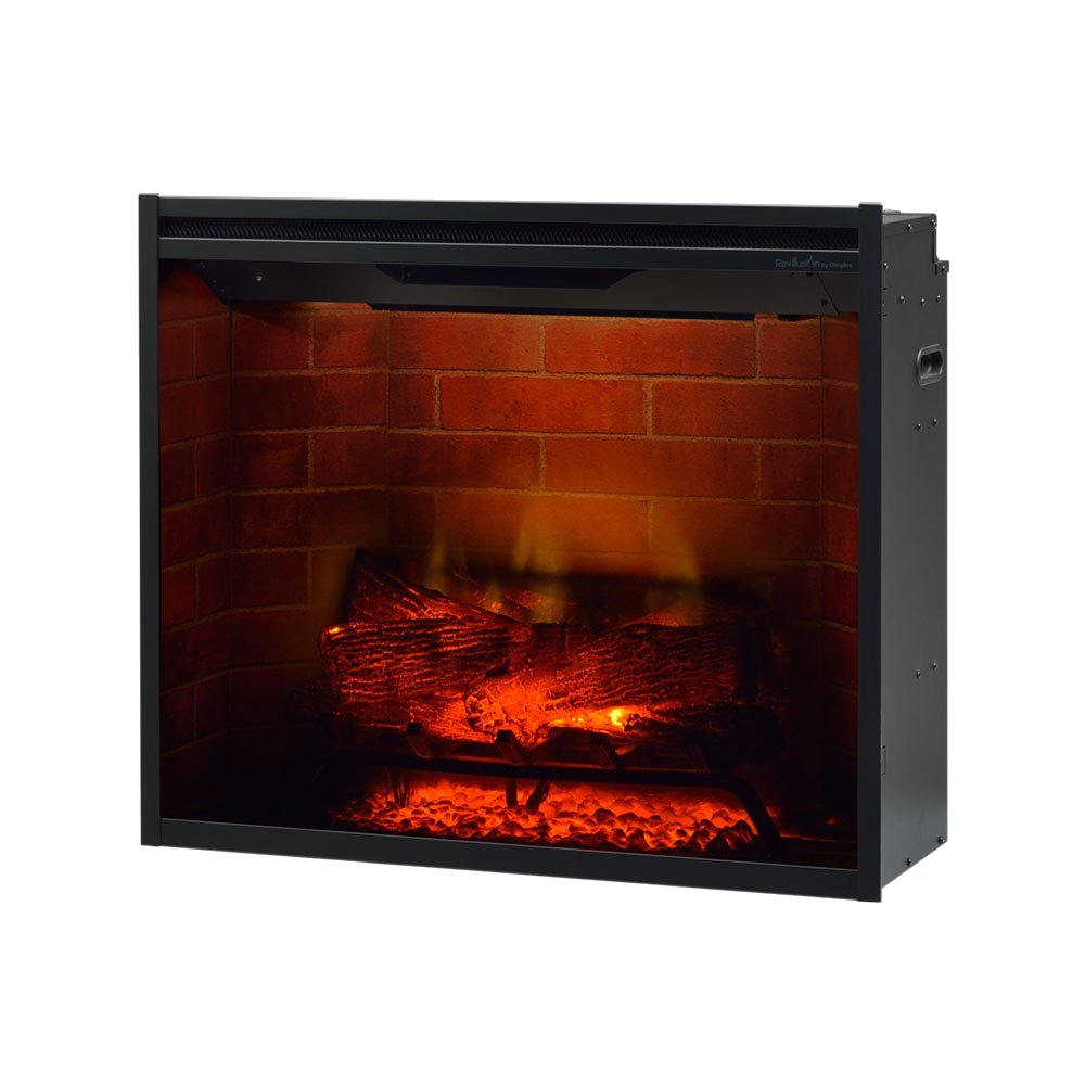 Dimplex Revillusion Firebox 30 met gloeiend hout en baksteenachterwand