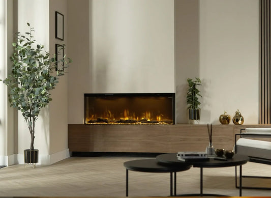 Dimplex Ignite Bold 60 ingebouwd in moderne woonkamer