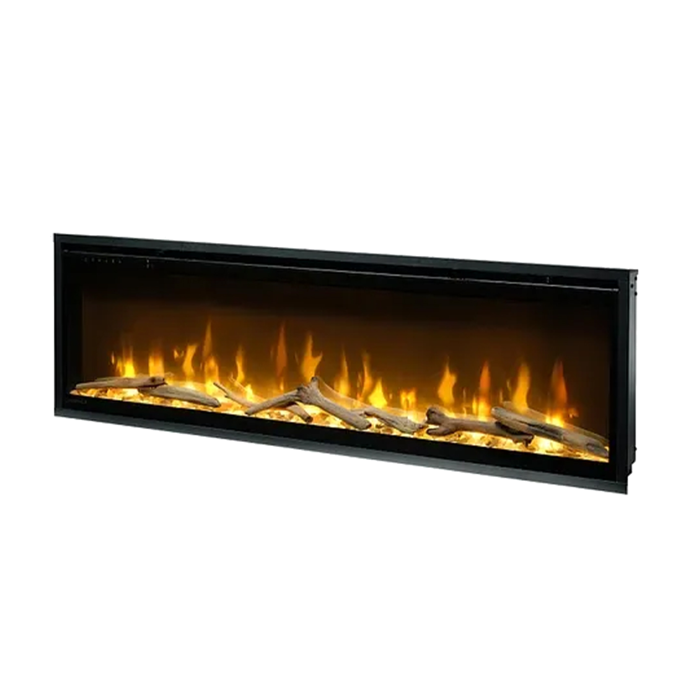 Dimplex Ignite Evolve 50 in zwarte inbouwhaard met vlammen en houtblokken