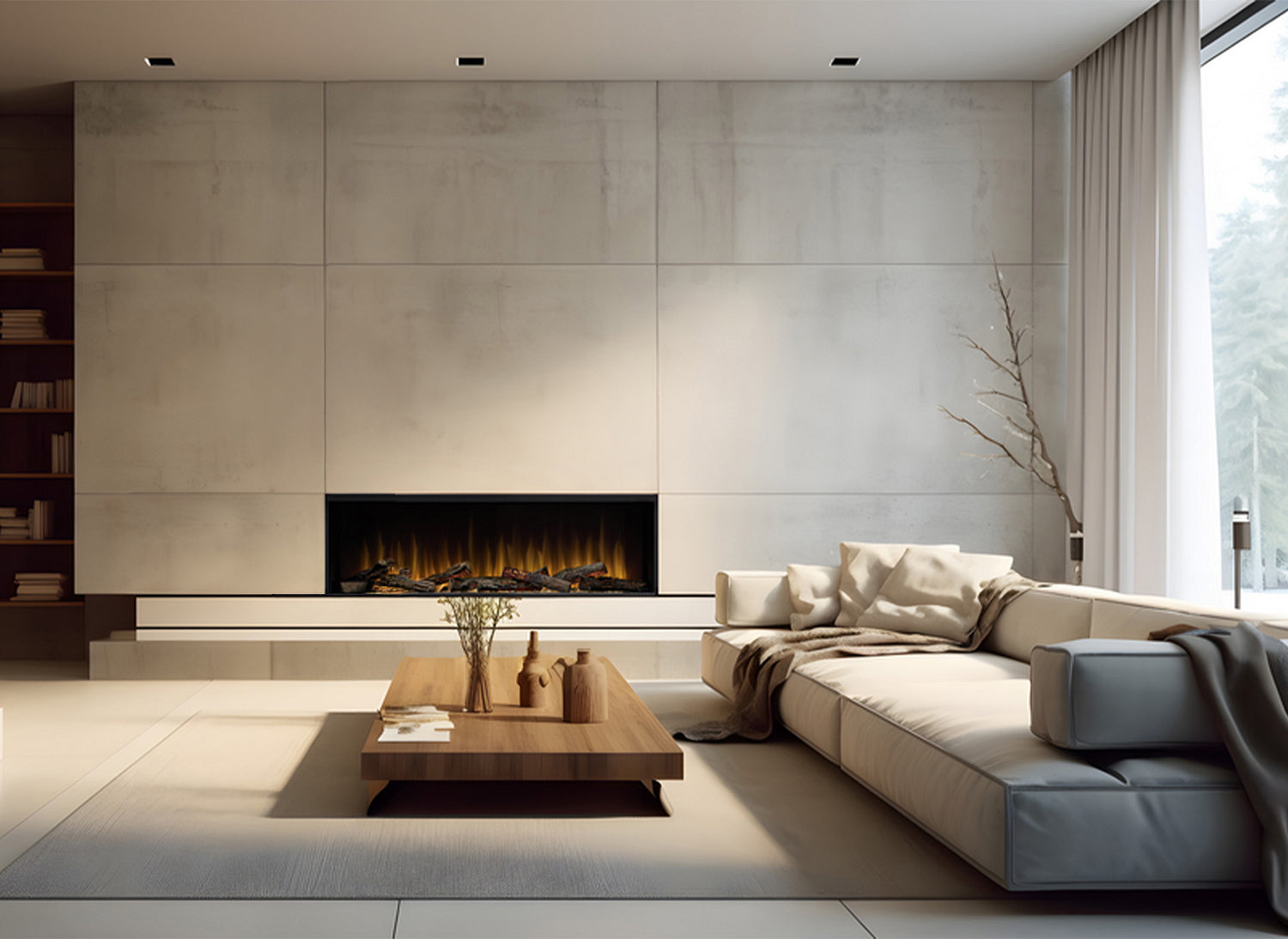 Dimplex Ignite Ultra 50 in moderne woonkamer met ingebouwde haard