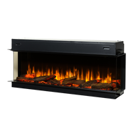 Dimplex Ignite Ultra 60 in zwarte inbouwhaard met vlammen en houtblokken