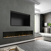 Dimplex Ignite XL 100" ingebouwd in moderne woonkamerwand met vlammen