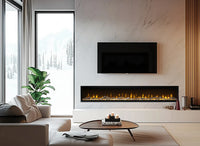 Dimplex Ignite Evolve 100 in moderne woonkamer met wandmontage en vlammen