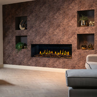 Dimplex Visage 74 ingebouwde haard met vlammen in een stijlvol interieur