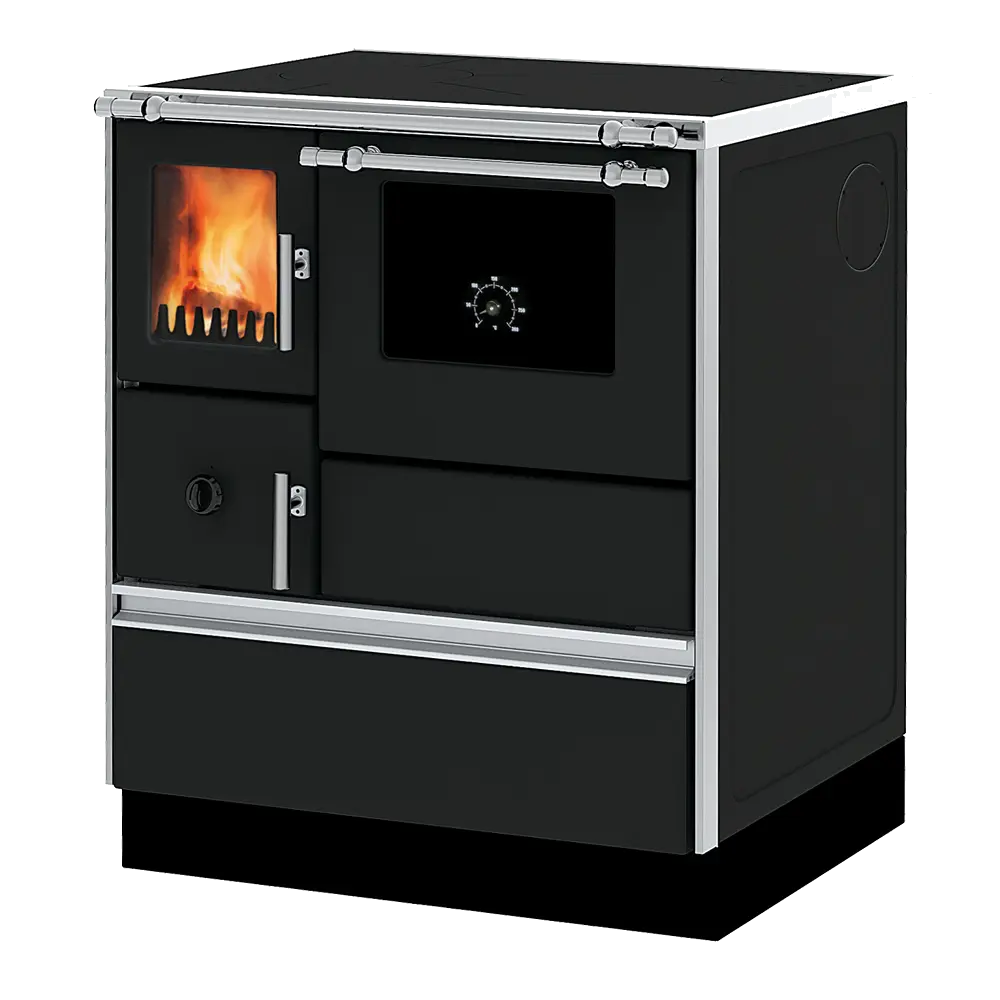 Alfa Plam Dominant 70 kookkachel zwart met zichtvenster en oven