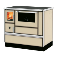 Alfa Plam Dominant 90 beige kookkachel met ruit en brandend vuur