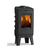 Dovre BRUT hoge poten houtkachel met zicht op vlammen