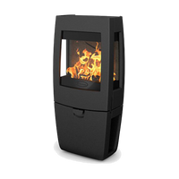 Dovre Sense 403 zwarte houtkachel met zichtbare vlammen