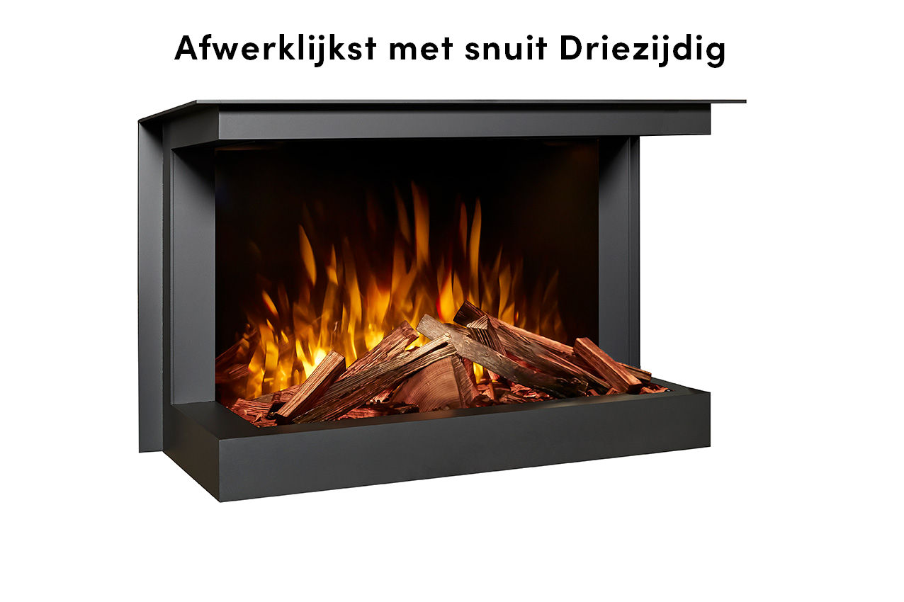 Fair Fires Tru Vizion Solution insert 650 Driezijdig in zwarte inbouwhaard met vlammen