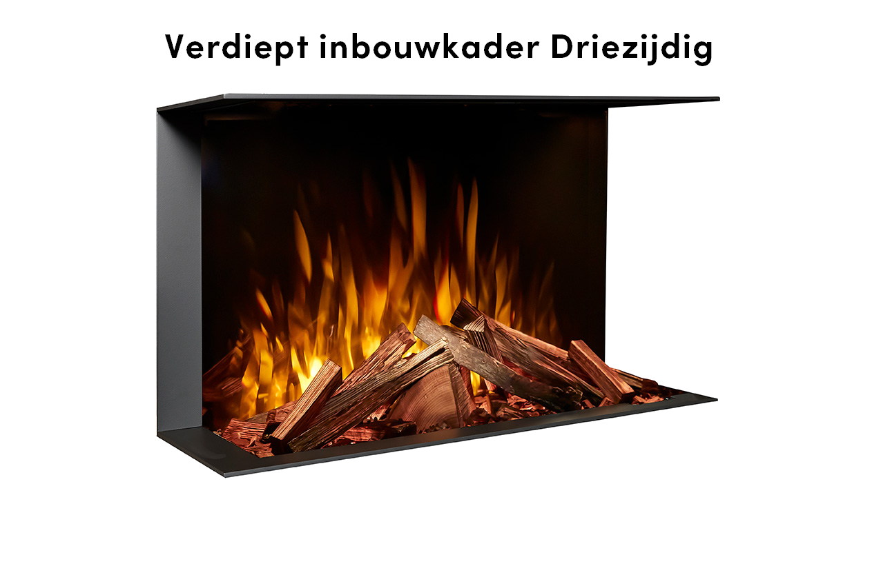 Fair Fires Tru Vizion Solution insert 650 Driezijdig met vlammen en houtblokken