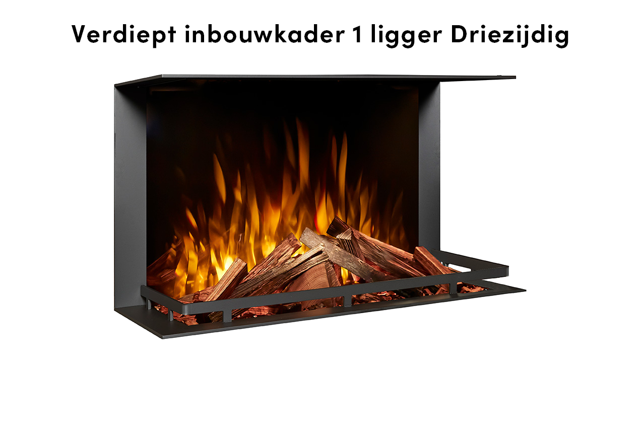 Fair Fires Tru Vizion Solution insert 650 driezijdig met vlammen en houtblokken