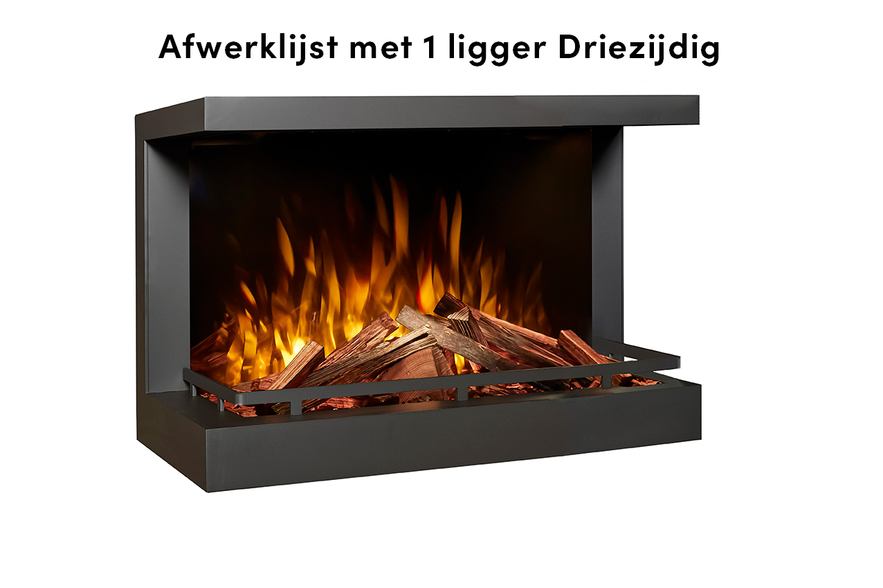 Fair Fires Tru Vizion Solution insert 650 Driezijdig, driezijdige haard met vlammen