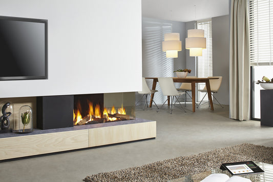 DRU Metro 100XTL Eco Wave ingebouwd in moderne woonkamer met eettafel