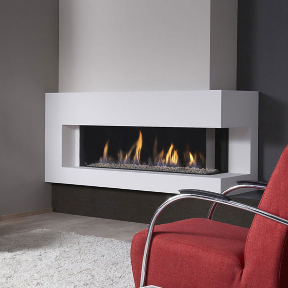 DRU Metro 130XT/2 Eco Wave in moderne woonkamer met ingebouwde haard