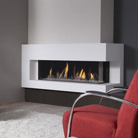 DRU Metro 130XT/2 Eco Wave in moderne woonkamer met ingebouwde haard
